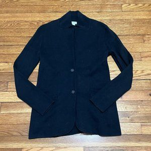 J. Crew Coatigan Cardigan Sweater Womens Size Small Black Cotton Knit Button Up